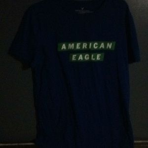 It’s a blue American Eagle shirt